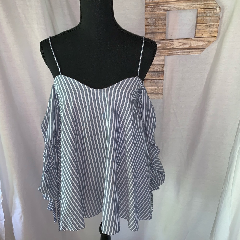 Off-shoulder striped top